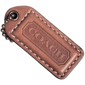 🥃 Vintage 2" Coach Cognac Brown Leather Hangtag Bag Fob Purse Charm Keychain